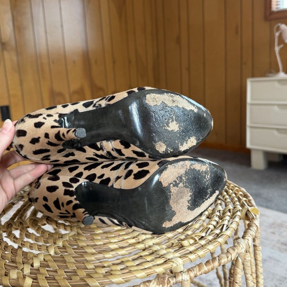 Giuseppe Zanotti x Balmain Leopard Pony Hide Ankle Boots Stiletto Heels Sz 39/9 - Picture 9 of 12